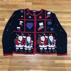 Hollywood studios Festive Black Christmas Sweater with Santa Design